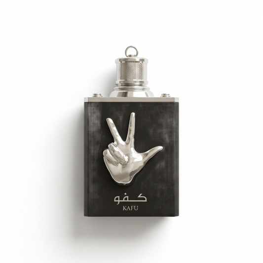 Bottle of Amaran Kafu EDP fragrance on a white background with soft shadow
