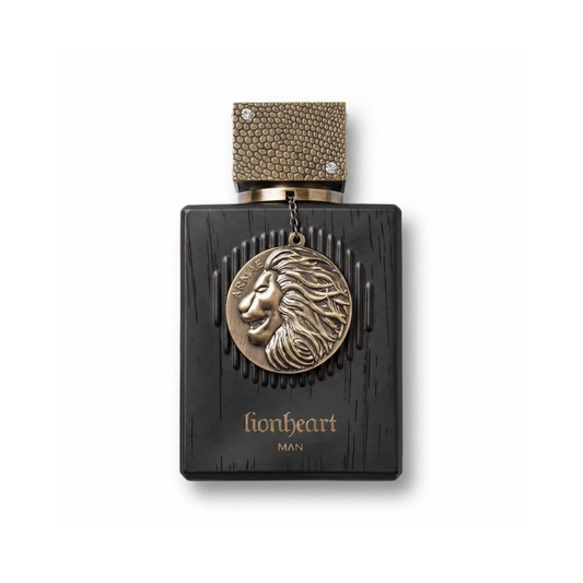 Bottle of Armaf Club De Nuit Lion Heart EDP fragrance on a white background with soft shadow