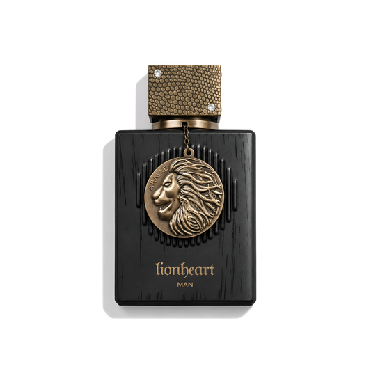 Bottle of Armaf Club De Nuit Lion Heart EDP fragrance on a white background with soft shadow