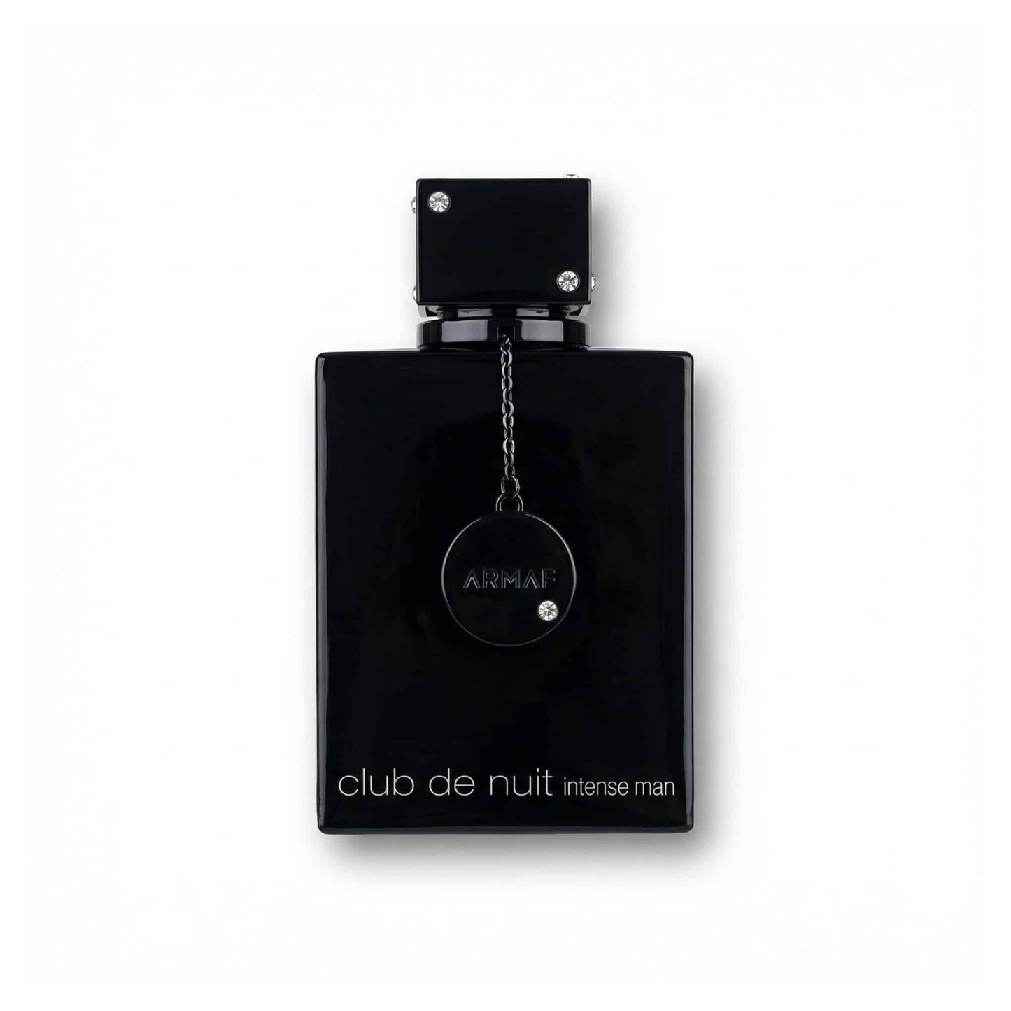 Bottle of Armaf Club de Nuit Intense Man Eau de Parfum fragrance on a white background with soft shadow