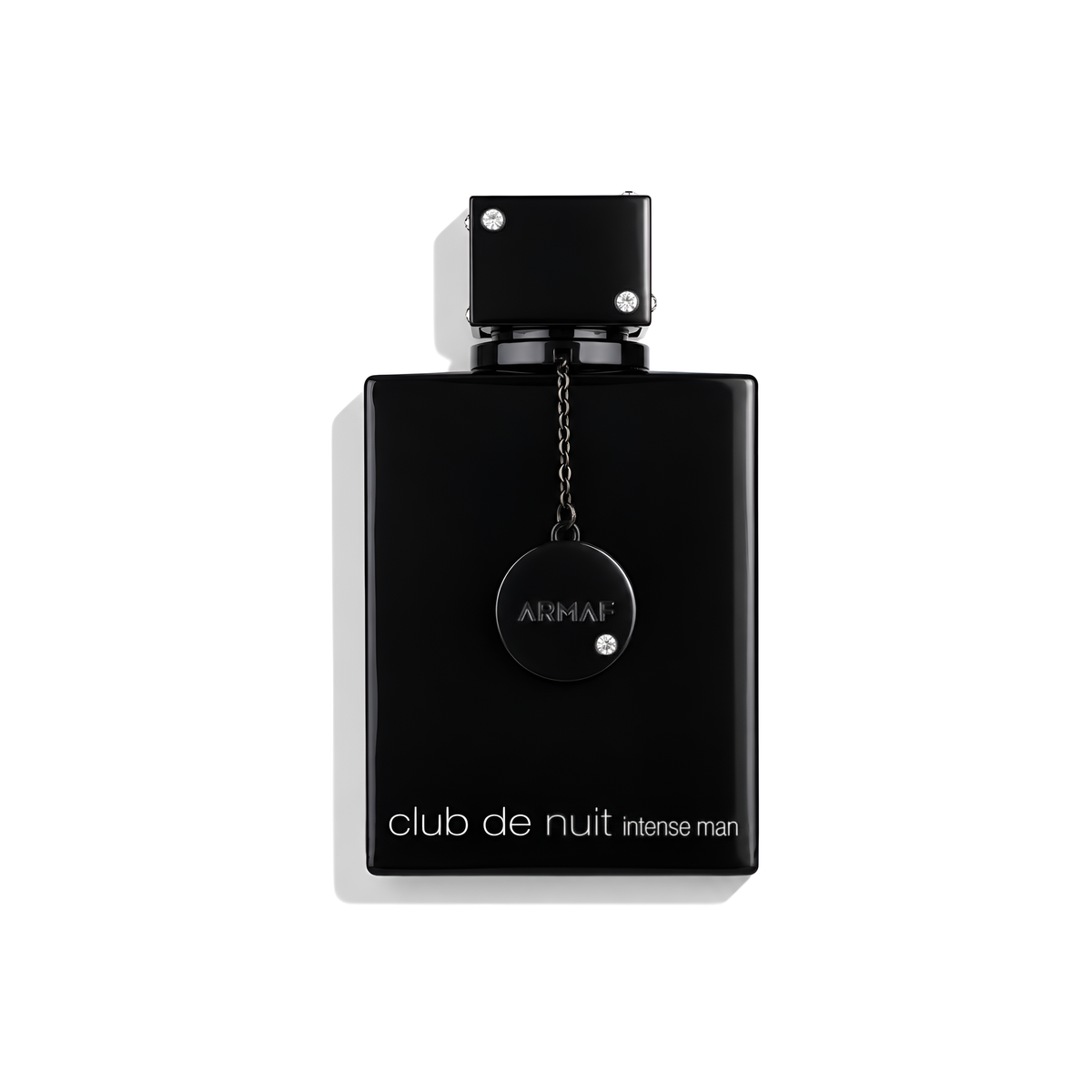 Bottle of Armaf Club de Nuit Intense Man Eau de Parfum fragrance on a white background with soft shadow