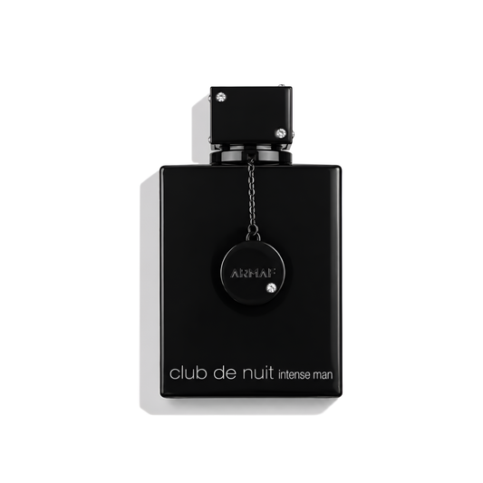 Bottle of Armaf Club de Nuit Intense Man Parfum fragrance on a white background with soft shadow