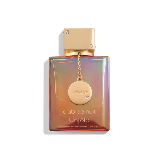 Bottle of Armaf Club de Nuit Untold EDP fragrance on a white background with soft shadow