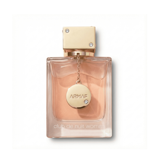 Bottle of Armaf Club de Nuit Woman EDP fragrance on a white background with soft shadow