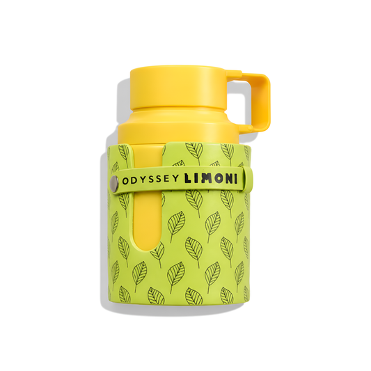 Bottle of Armaf Odyssey Limoni EDP fragrance on a white background with soft shadow