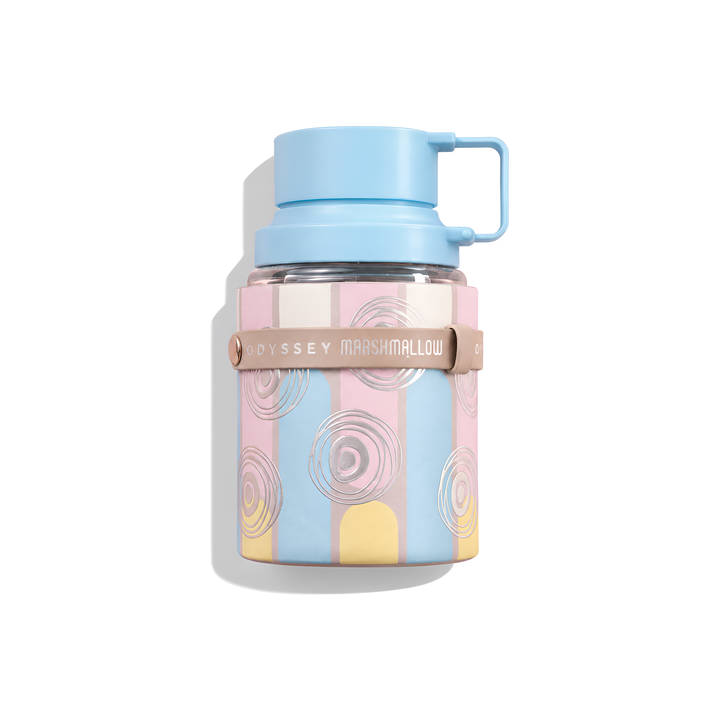 Bottle of Armaf Odyssey Marshmallow EDP fragrance on a white background with soft shadow