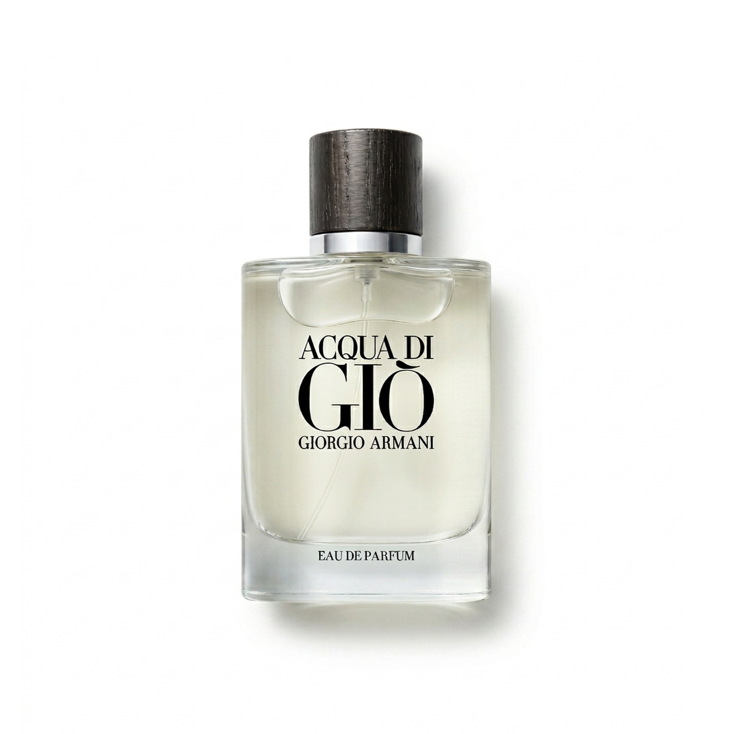 Bottle of Armani Acqua Di Gio Eau De Parfum fragrance on a white background with soft shadow