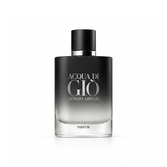 Bottle of Armani Acqua Di Gio Parfum fragrance on a white background with soft shadow
