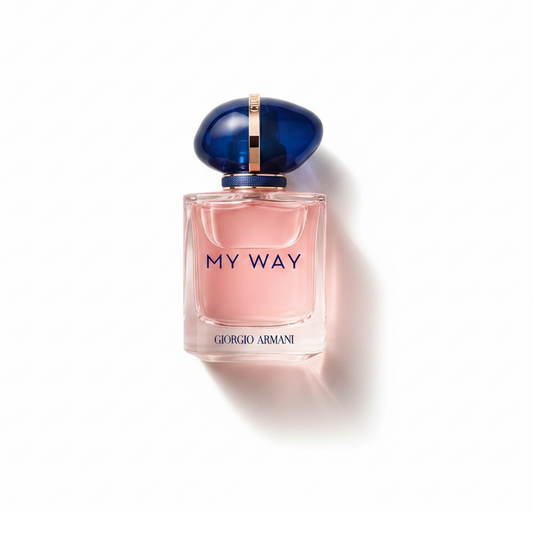 Bottle of Armani My Way EDP fragrance on a white background with soft shadow