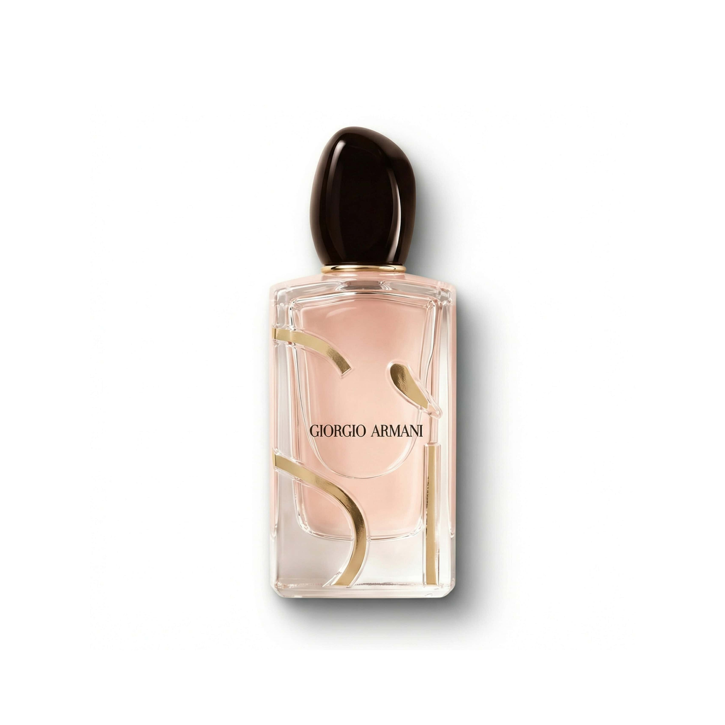 Bottle of Armani Si Intense EDP fragrance on a white background with soft shadow