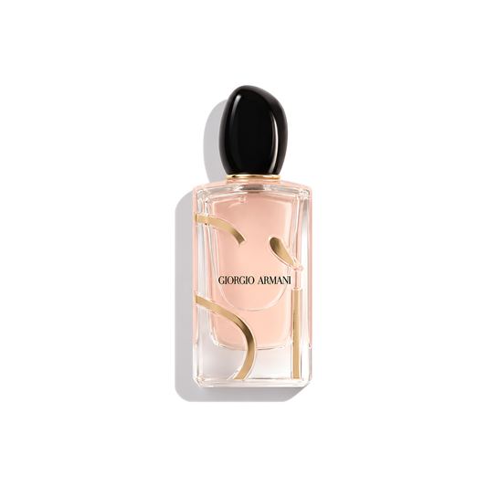 Bottle of Armani Si Intense EDP fragrance on a white background with soft shadow