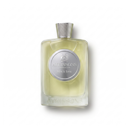 Bottle of Atkinsons Mint & Tonic EDP fragrance on a white background with soft shadow