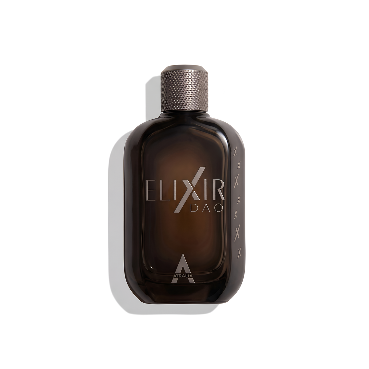 Bottle of Atralia Elixir Dao fragrance on a white background with soft shadow