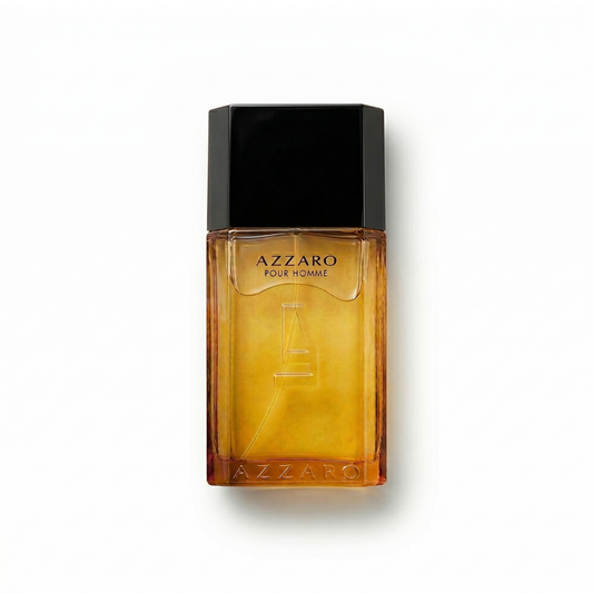 Bottle of Azzaro Pour Homme EDT fragrance on a white background with soft shadow