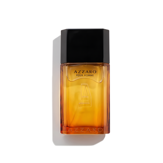 Bottle of Azzaro Pour Homme EDT fragrance on a white background with soft shadow