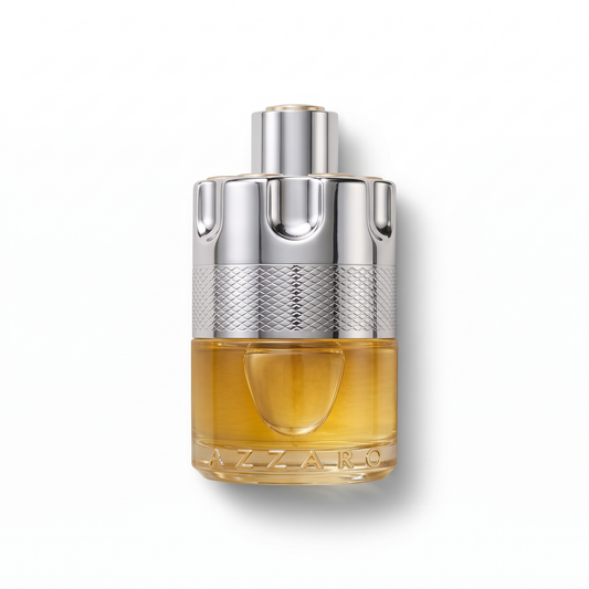 Bottle of Azzaro Wanted Eau de Toilette fragrance on a white background with soft shadow