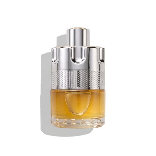Bottle of Azzaro Wanted Eau de Toilette fragrance on a white background with soft shadow