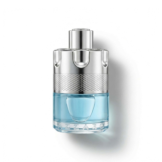 Bottle of Azzaro Wanted Tonic EDT fragrance on a white background with soft shadow