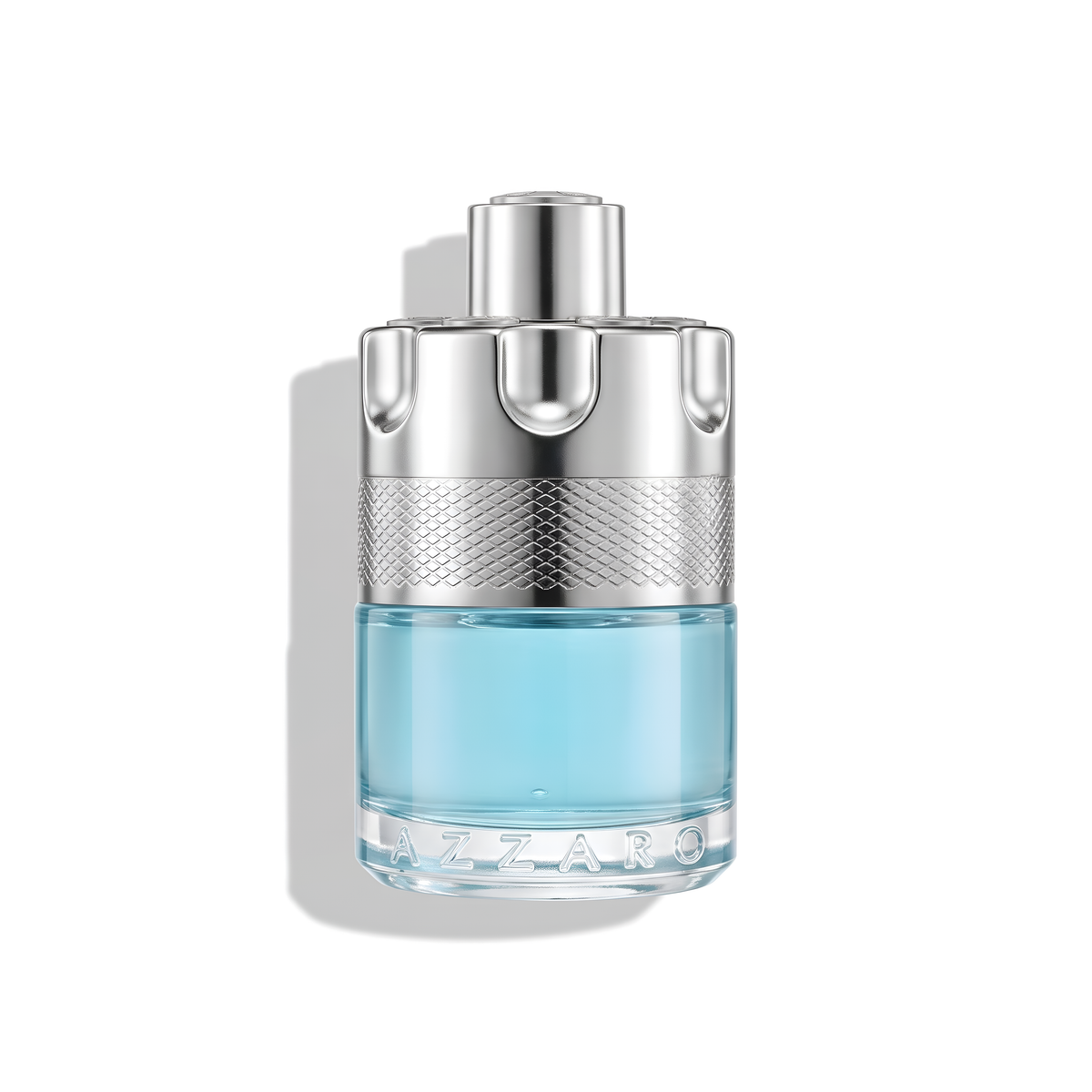 Bottle of Azzaro Wanted Tonic EDT fragrance on a white background with soft shadow