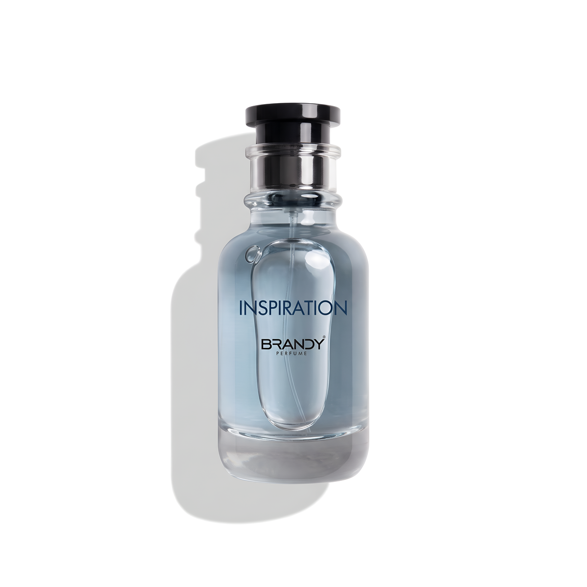Bottle of Brandy Designs Inspiration EDP fragrance on a white background with soft shadow