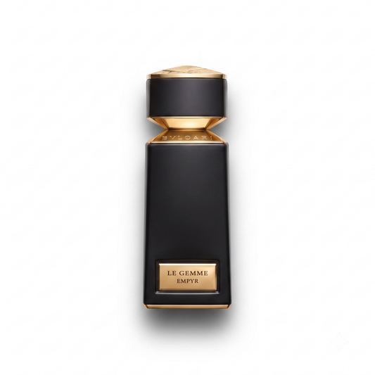 Bottle of Bvlgari Le Gemme Empyr EDP fragrance on a white background with soft shadow