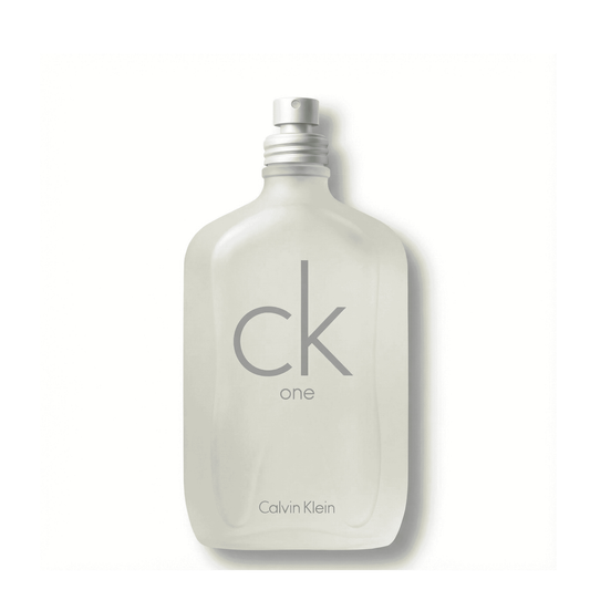 Bottle of Calvin Klein CK One EDT fragrance on a white background with soft shadow