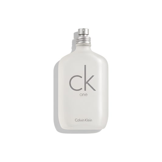 Bottle of Calvin Klein CK One EDT fragrance on a white background with soft shadow