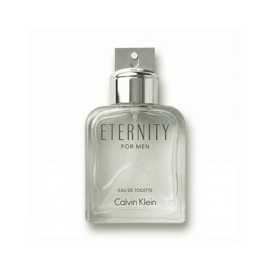 Bottle of Calvin Klein Eternity For Men EDT fragrance on a white background with soft shadow