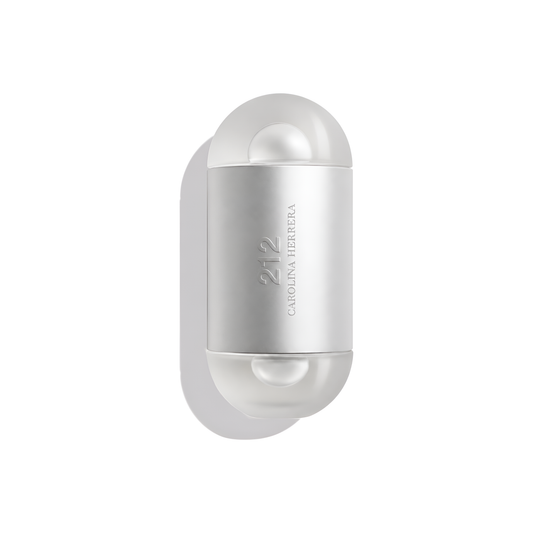 Bottle of Carolina Herrera 212 NYC Women EDT fragrance on a white background with soft shadow