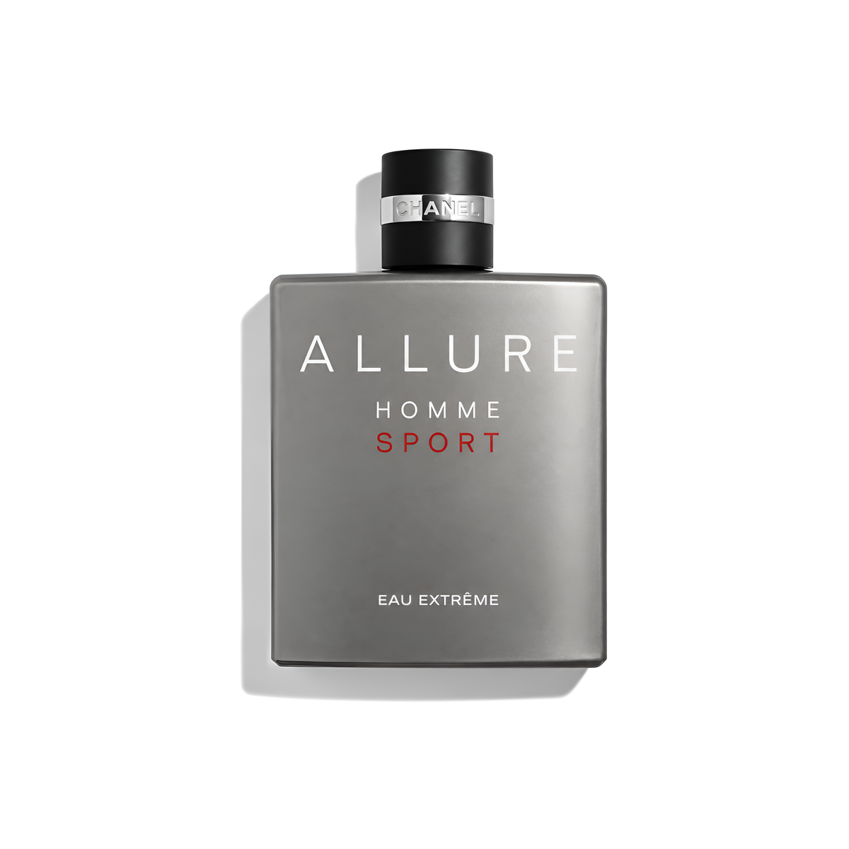 Bottle of Chanel Allure Homme Sport Eau Extreme EDP fragrance on a white background with soft shadow