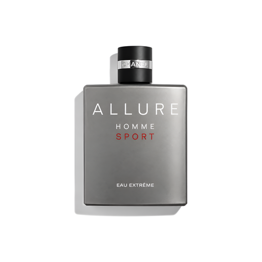 Bottle of Chanel Allure Homme Sport Eau Extreme EDP fragrance on a white background with soft shadow
