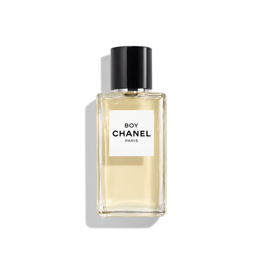 Bottle of Chanel Boy EDP fragrance on a white background with soft shadow