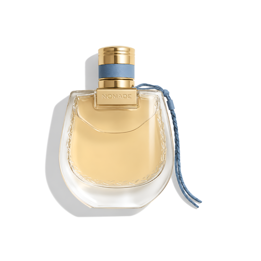 Bottle of Chloe Nomade Lumiere d’Egypte EDP fragrance on a white background with soft shadow