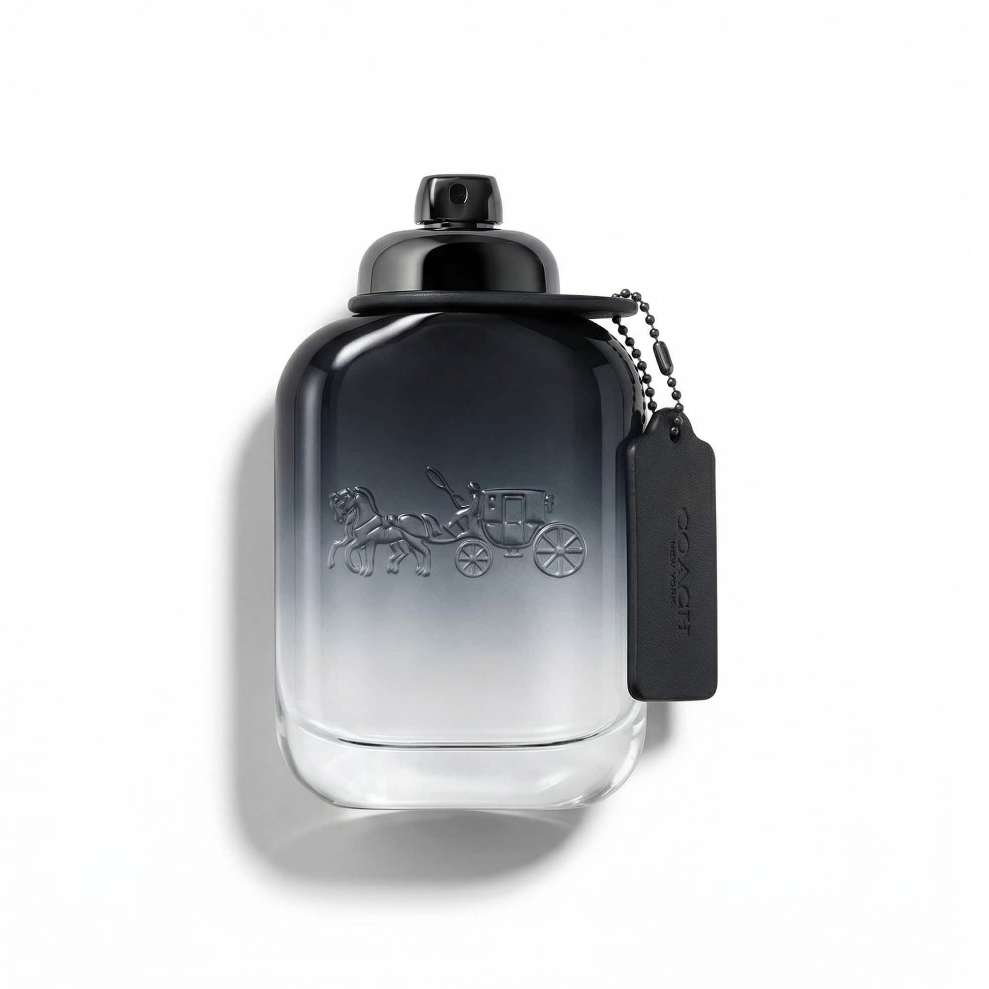 Bottle of Coach Coach For Men EDT fragrance on a white background with soft shadow