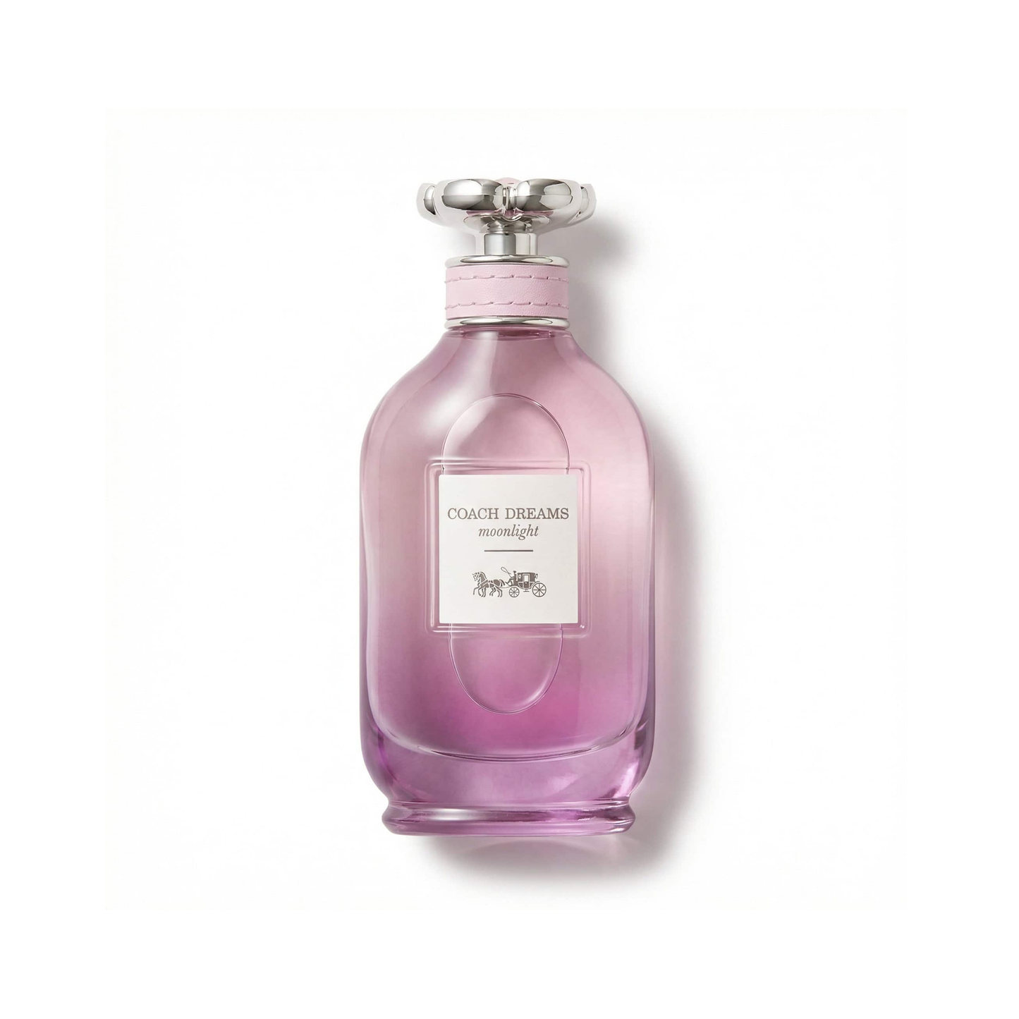 Bottle of Coach Dreams Moonlight EDP fragrance on a white background with soft shadow