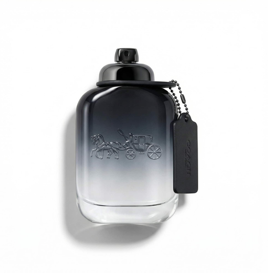 Bottle of Coach For Men EDT fragrance on a white background with soft shadow