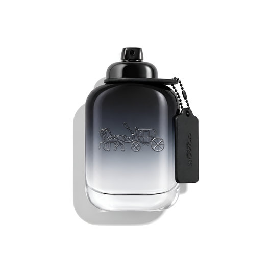 Bottle of Coach For Men EDT fragrance on a white background with soft shadow