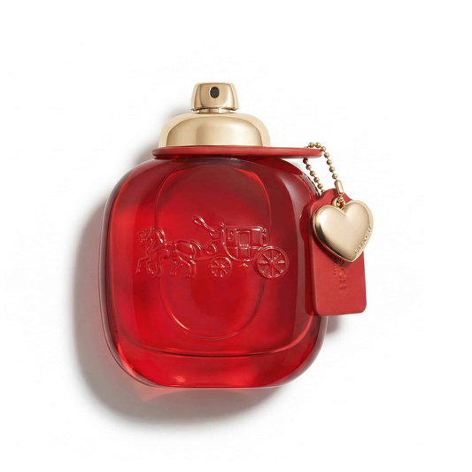 Bottle of Coach Love EDP fragrance on a white background with soft shadow
