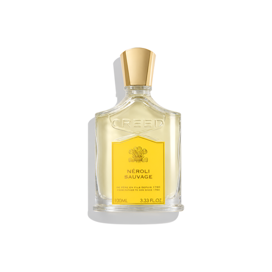 Bottle of Creed Neroli Sauvage EDP fragrance on a white background with soft shadow
