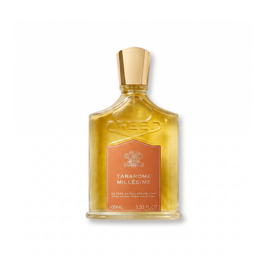 Bottle of Creed Tabarome Millesime EDP fragrance on a white background with soft shadow