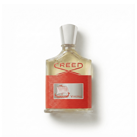 Bottle of Creed Viking EDP fragrance on a white background with soft shadow