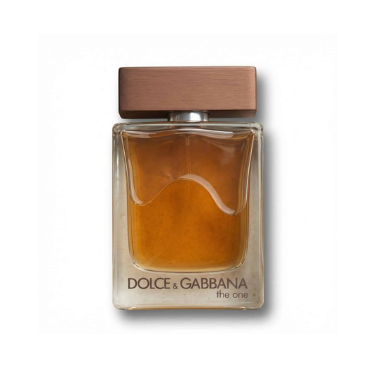 Bottle of D&G The One EDT fragrance on a white background with soft shadow