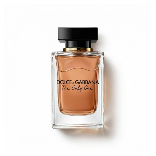 Bottle of D&G The Only One EDP fragrance on a white background with soft shadow