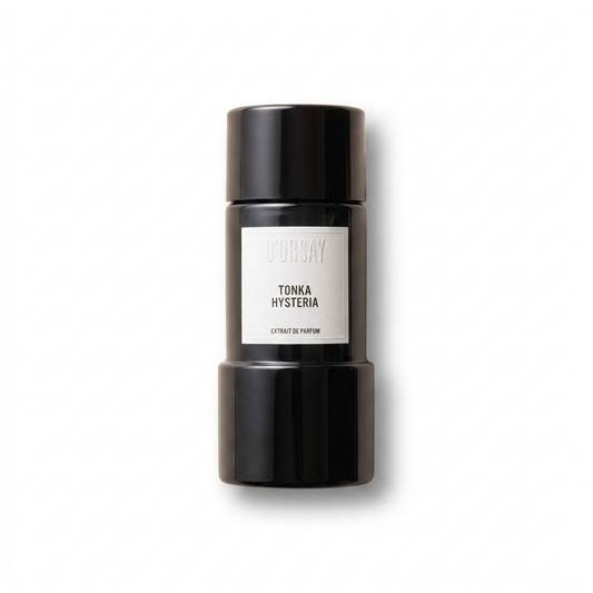 Bottle of D'Orsay Tonka Hysteria Extrait fragrance on a white background with soft shadow