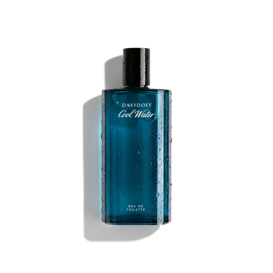 Bottle of Davidoff Cool Water EDT fragrance on a white background with soft shadow