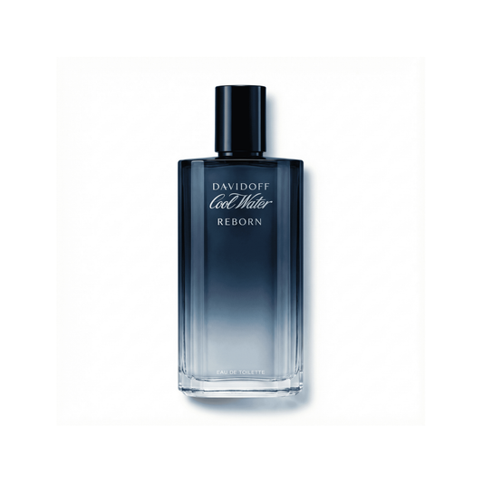 Bottle of Davidoff Cool Water Reborn EDT fragrance on a white background with soft shadow
