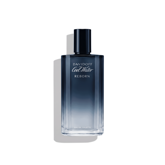 Bottle of Davidoff Cool Water Reborn EDT fragrance on a white background with soft shadow