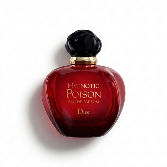 Bottle of Dior Hypnotic Poison Eau de Parfum fragrance on a white background with soft shadow