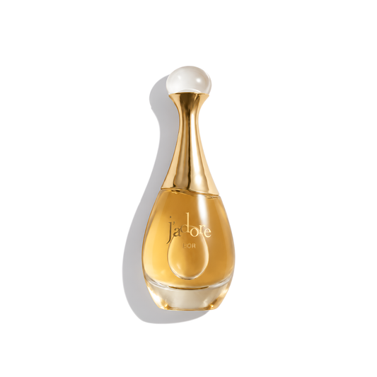 Bottle of Dior J’Adore L’Or EDP fragrance on a white background with soft shadow
