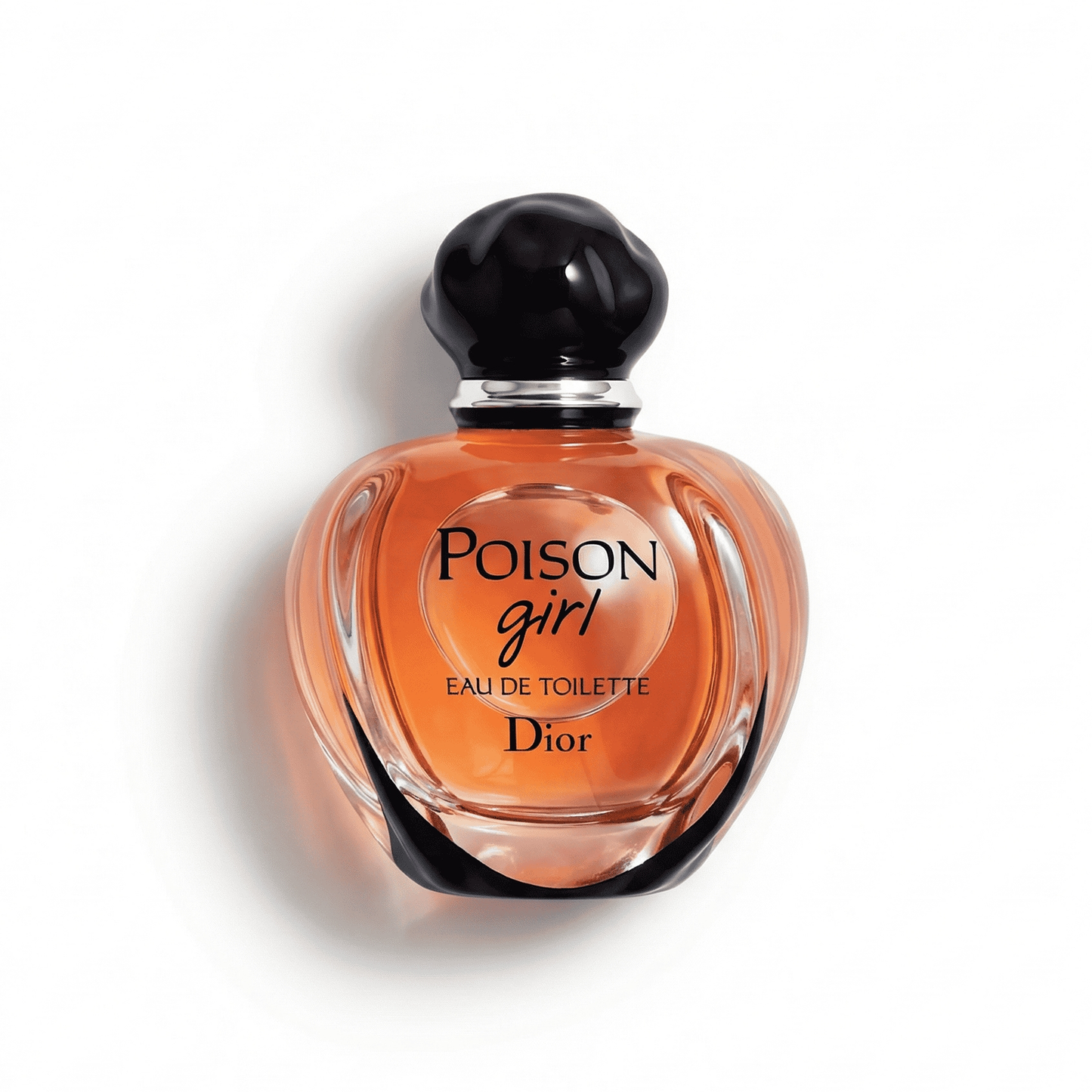 Bottle of Dior Poison Girl EDT fragrance on a white background with soft shadow